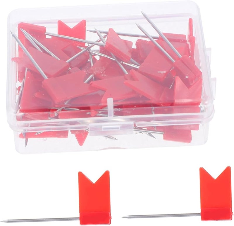 Red Push Pins 50pcs Bulletin Board Tacks for Home Office School Map Decorative - Image 1